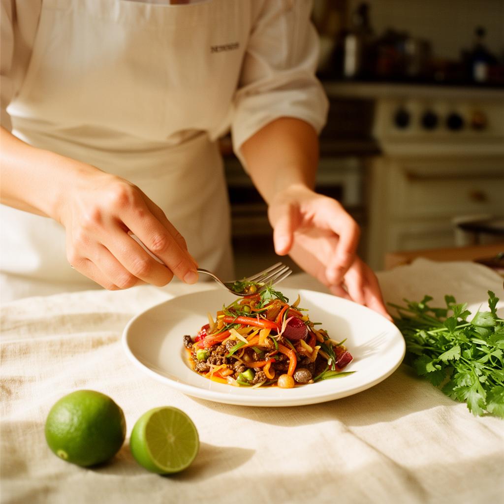 Founder plating an exotic dish